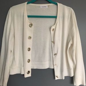 White 3/4 sleeve CK sweater